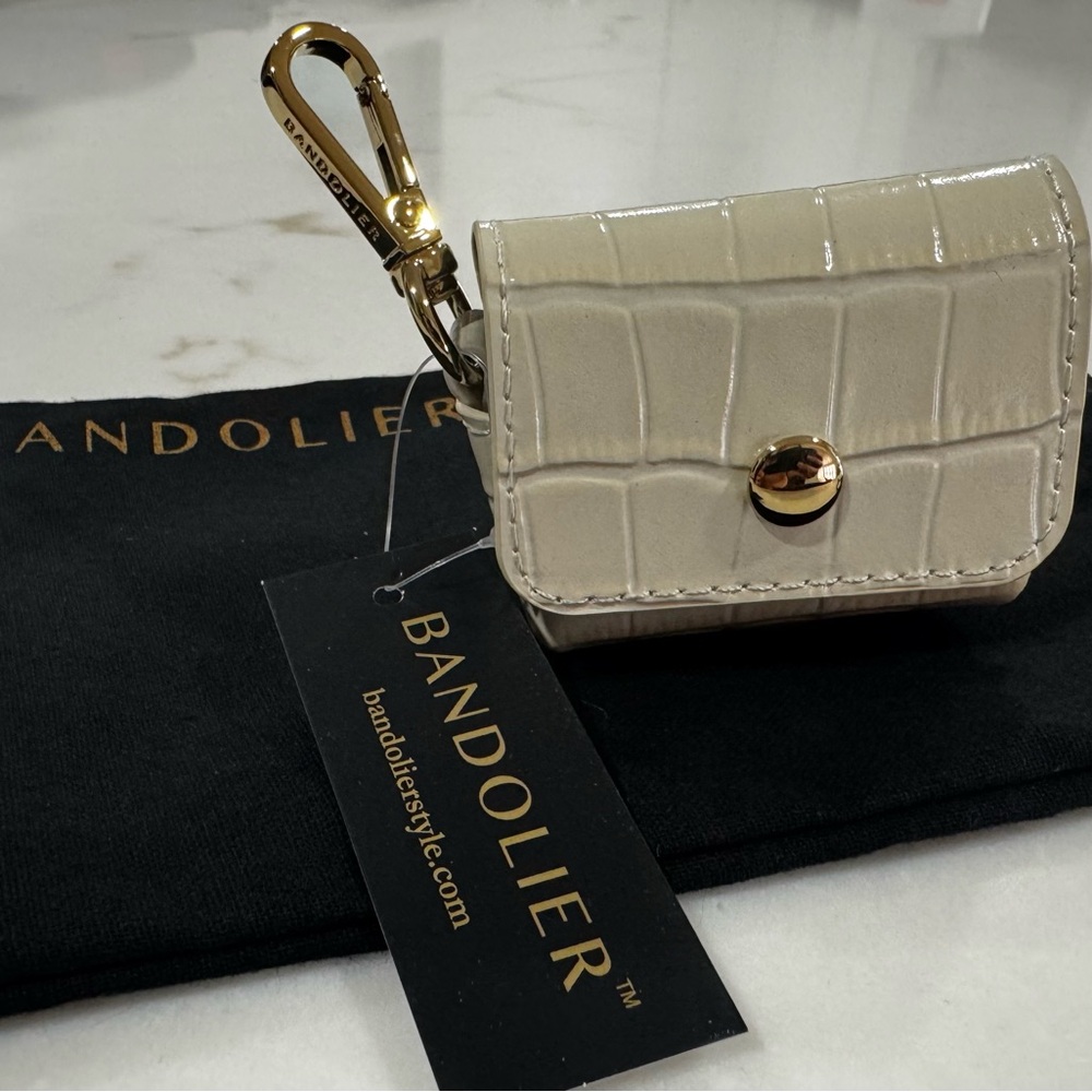 Bandolier Ivory Croc/Gold AirPods Pouch